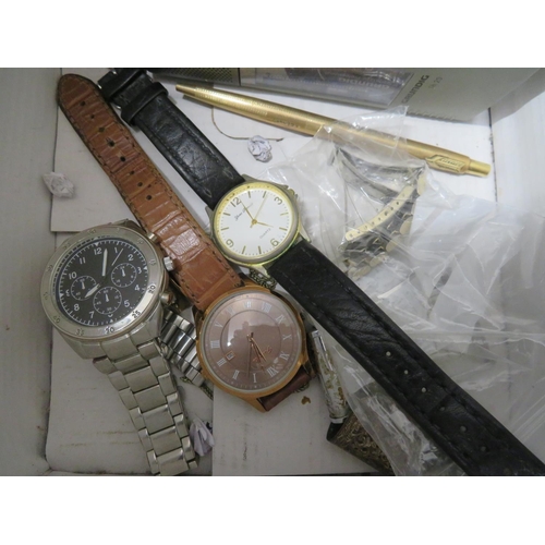 5 - Collection of gents wristwatches, pen etc