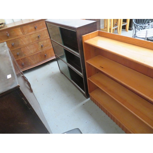 247 - Three shelf bookcase with sliding glass doors