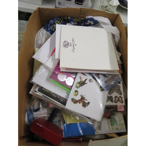 297 - Two boxes of crafting materials, beads, stickers etc