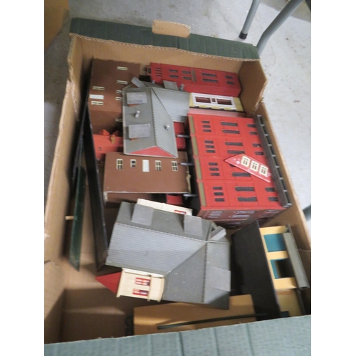 320 - Three boxes of OO-gauge model railway buildings etc