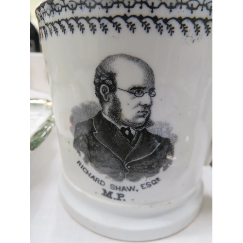 425 - Collection 1st M.P. for Burnley mug, General McDonald Boer War plate and Sir Robert Edgcumbe Doulton... 