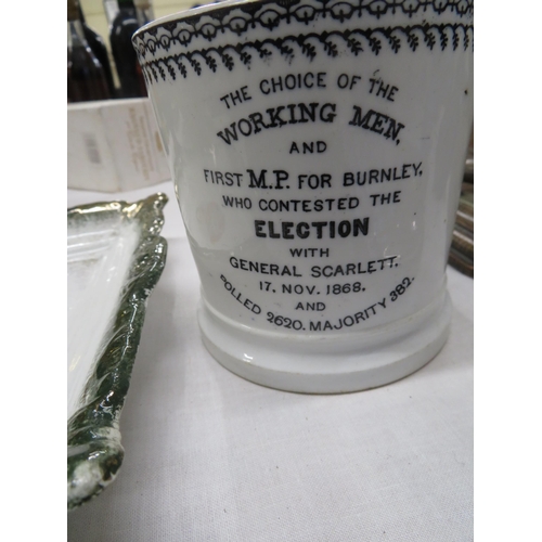 425 - Collection 1st M.P. for Burnley mug, General McDonald Boer War plate and Sir Robert Edgcumbe Doulton... 