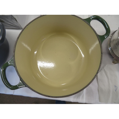 353 - Le Creuset No. 18 green enamel casserole pan