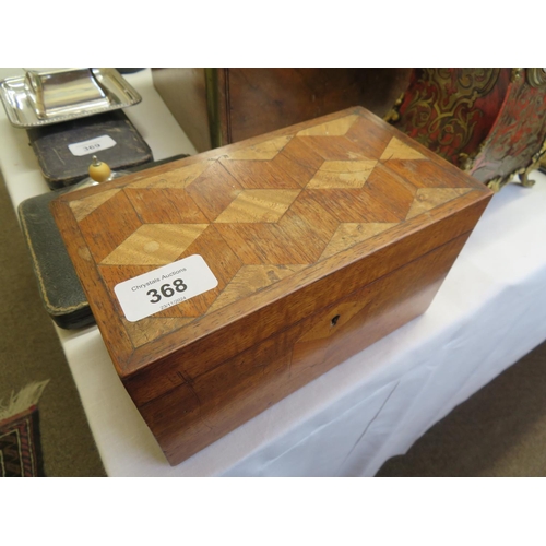 368 - Parquetry tea caddy circa 1890 in mahogany, satin birch and walnut