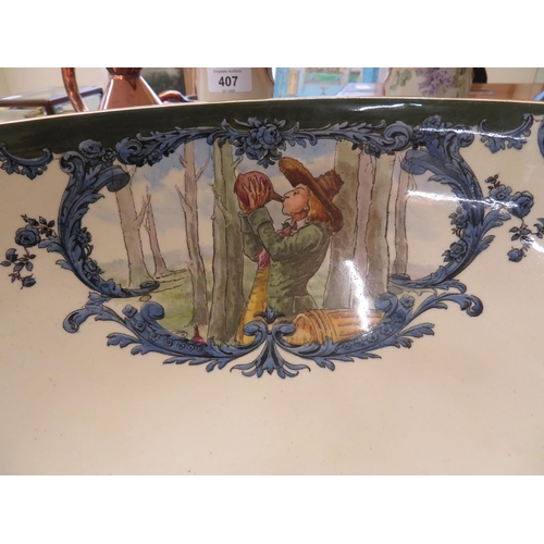 406 - Large impressive Royal Doulton bowl, Series A ware Rip Van Winkle, diameter 16ins with correspondenc... 