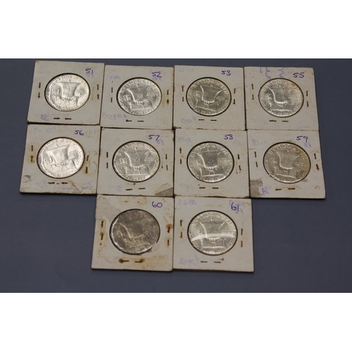 462 - Twenty silver Franklin silver (90%) half dollars - 2X 1962 & 18X 1963 - various grades (see images)