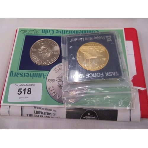 518 - Collection of coins commemorating the Falkland Islands