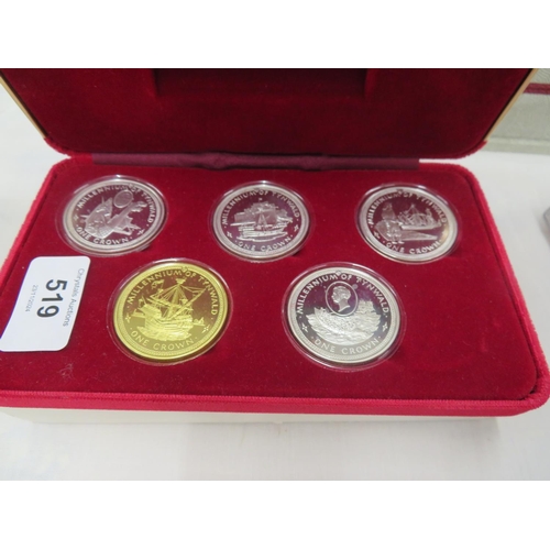 519 - 1979 Millennium silver crown set with Certificate