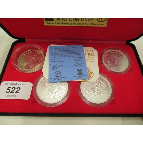 522 - Isle of Man sterling silver crown set, year of the disabled, with certificate