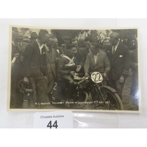 588 - Real photographic postcard of W.L. Handley winner of the Lightweight Isle of Man TT race 1927