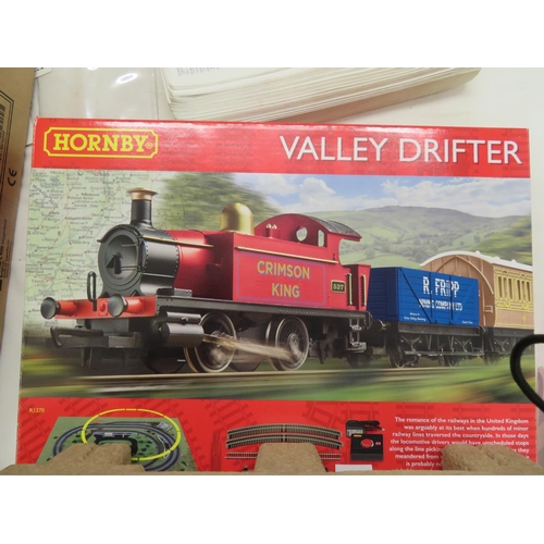 563 - Hornby 'Valley Drifter' train set plus boxed wagons, crane and royal mail coach