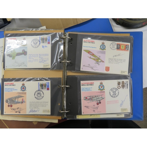 570 - Two albums of First Day Covers connected to aviation in war, some signed by the pilots