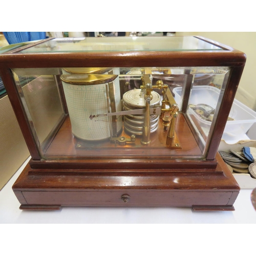 37 - Good quality mahogany cased barograph by Negretti & Zambra, with instructions and charts in the draw... 