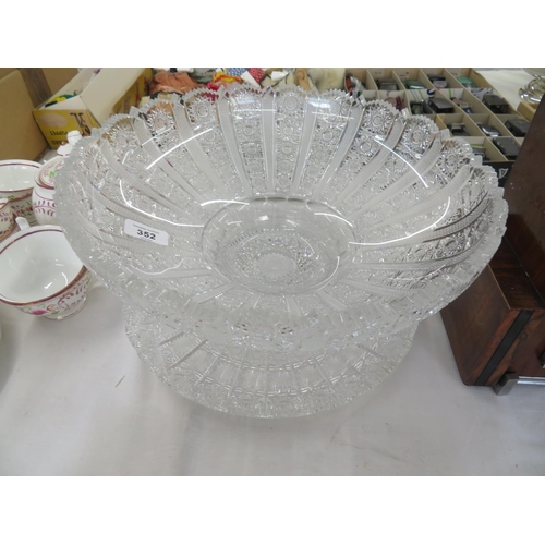 41 - Fine heavily cut large glass bowl with stand