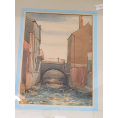 139 - Two watercolours by J Fenton, one still life, one Tinker Bridge