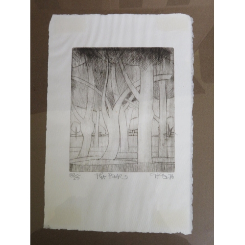 150 - Pair of signed limited edition engravings titled 'Dying Elm' and 'The Park'