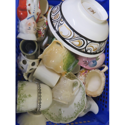 154 - Two boxes of assorted crockery including Crown Devon