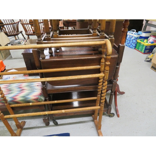 192 - Collection of serving trolley, towel rail, footstools, tables etc