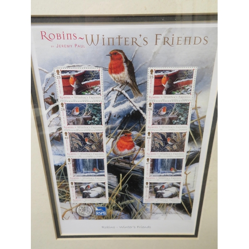 111 - Dr. Jeremy Paul, Robins - Winter Friends, signed L/E print with stamps