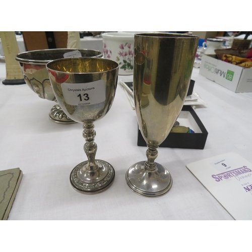 13 - Two silver goblets, Queen Silver Jubilee 6ozt, Champagne 4.6ozt