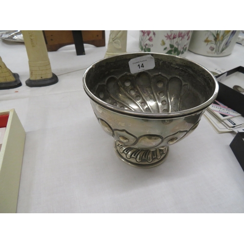 14 - Chased silver rose bowl, Sheffield 1905, approx 9ozt