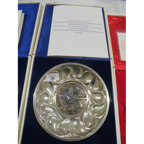 20 - Aurum, The Lifeboat silver bowl 452/750, London 1974, approx 10.5ozt, cased with certificate