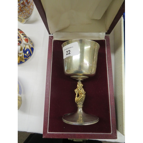 22 - Queen's Silver Jubilee goblet 151/2500, Garrard & Co, London 1977, approx 8ozt, cased