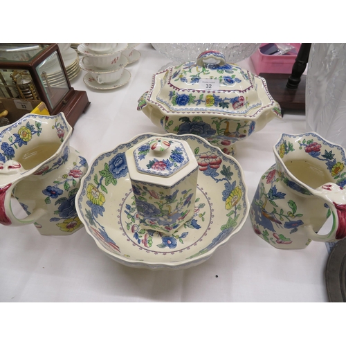 32 - Five Mason's Regency pattern items, soup tureen, bowl jugs etc