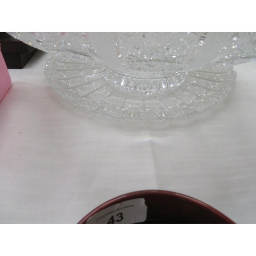 41 - Fine heavily cut large glass bowl with stand