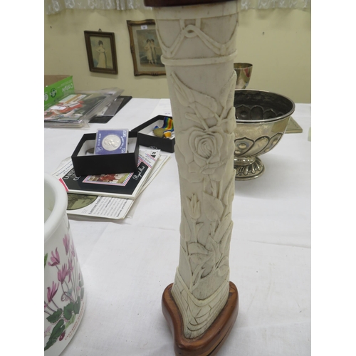 58 - A large Knockaloe well carved marrowbone vase made by H.L - ht. 12 is approx.