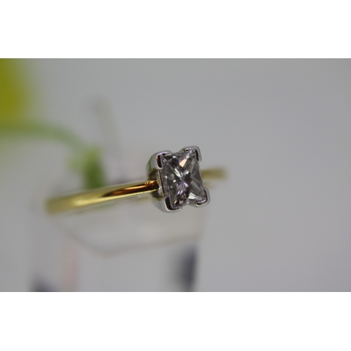 70 - 18 ct. gold Princess cut diamond solitaire ring approximately 0.50 ct