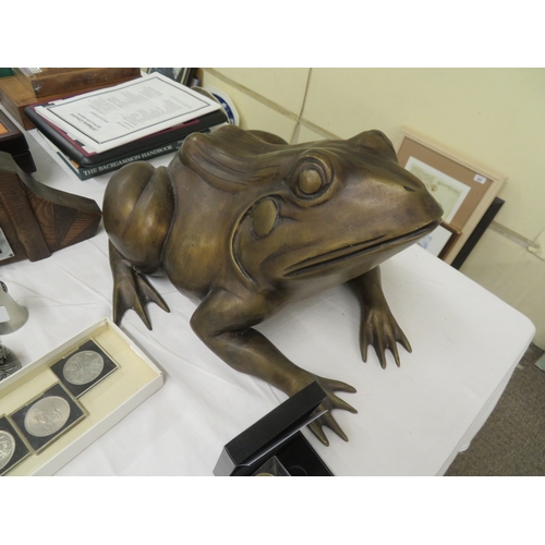 243 - Large Bronze Frog with brown patination - length 18 ins