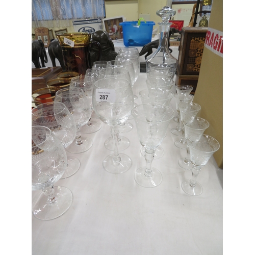 287 - A collection of decanter and matching glasses