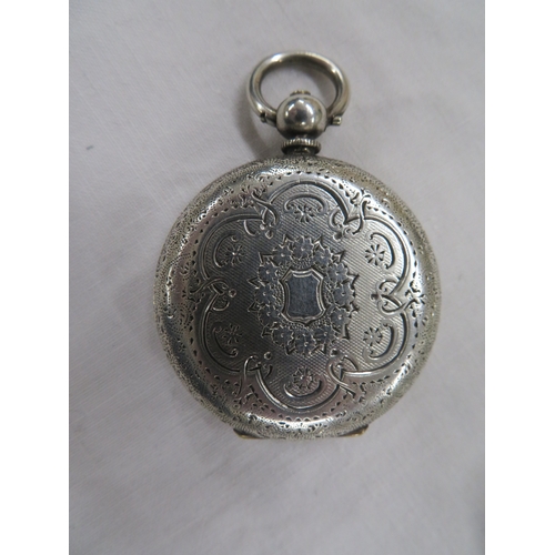 318 - Silver fob watch key wind