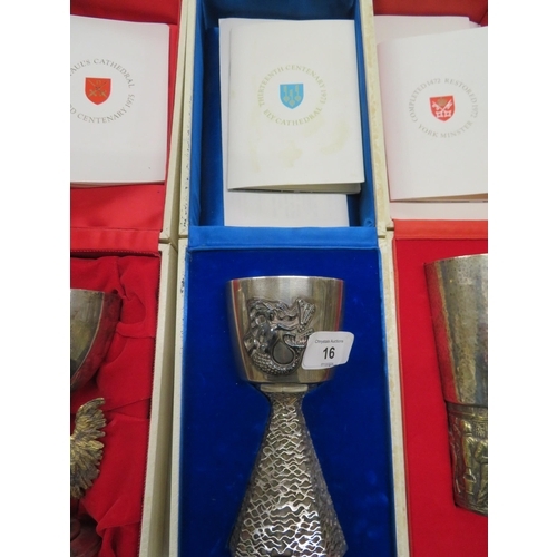 16 - Aurum, Ely Cathedral silver goblet 130/673, London 1973, cased with papers, 17ozt