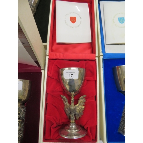 17 - Aurum, St Pauls Cathedral siler goblet 438/600, London 1975, approx 10ozt, cased with certificate