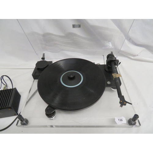 130 - Pro-Ject Audio Systems record deck with acrylic base and Phono Box SE