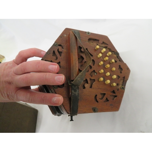 144 - Concertina by C Wheatstone Numbered 6089 - cased together with another Concertina (in need of repair... 