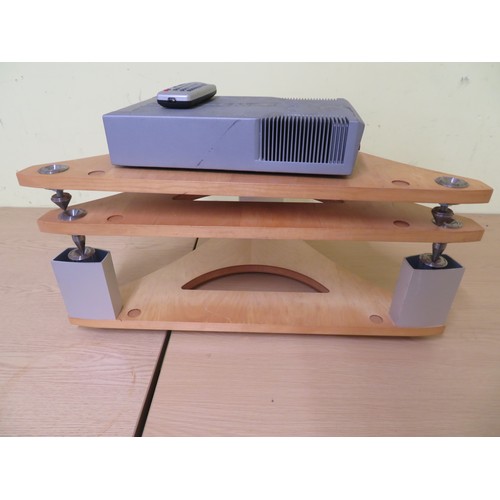 154 - Cyrus Amplifier with remote (no power cable) together with audio system stand