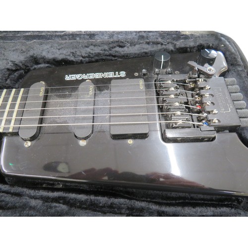 40 - Cased Hohner Professional Steinberger electric guitar with EMG pickups,