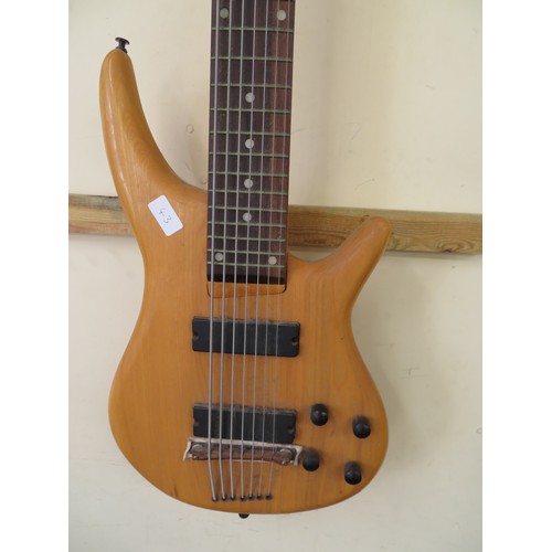 43 - H&S Electric 7 string bass guitar, floating rosewood bridge, 24 frets, black hardware