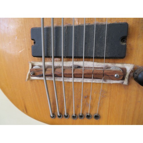 43 - H&S Electric 7 string bass guitar, floating rosewood bridge, 24 frets, black hardware