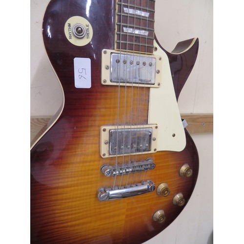 56 - Cased Vintage Trev Wilkinson Les Paul style electric guitar with Wilkinson humbucker pickups, chrome... 