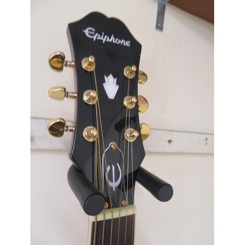 147 - Epiphone acoustic guitar with Esonic pre-amp model RE-5E/N together with soft case