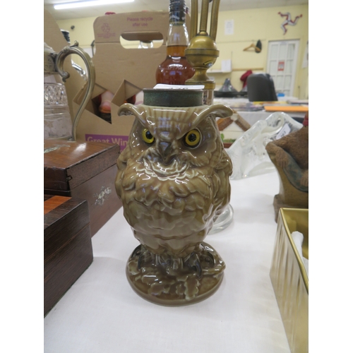 176 - Owl lamp base by William Whitely plus an etched glass lamp base