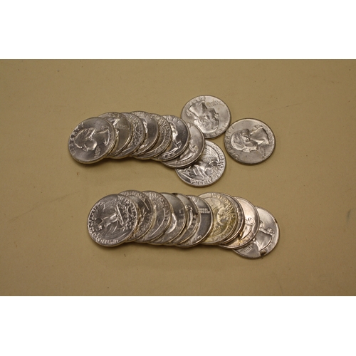 211 - Twenty 90% silver American quarter dollars, various years