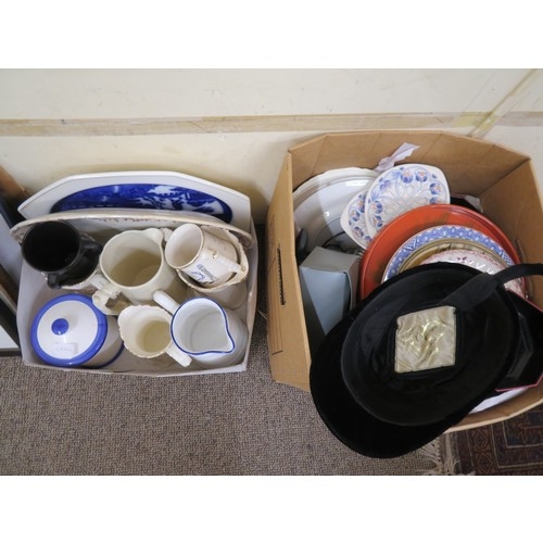 296 - Three boxes of crockery items, ornaments and knicknacks