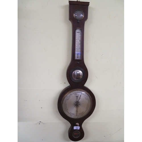 302 - Wall hanging Barometer thermometer in need of repair