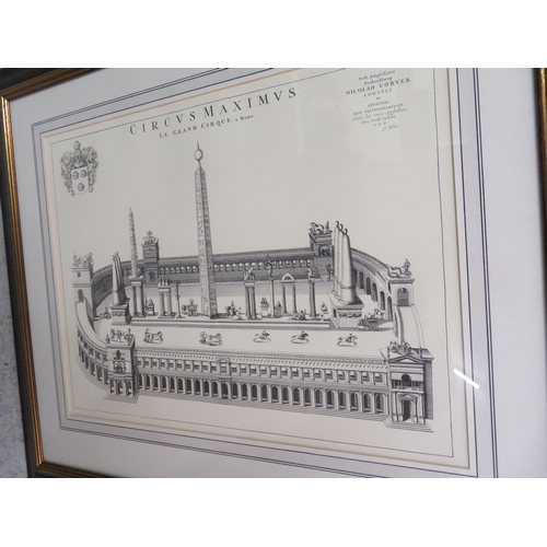 369 - Eight well framed prints relating to ancient Roman buildings