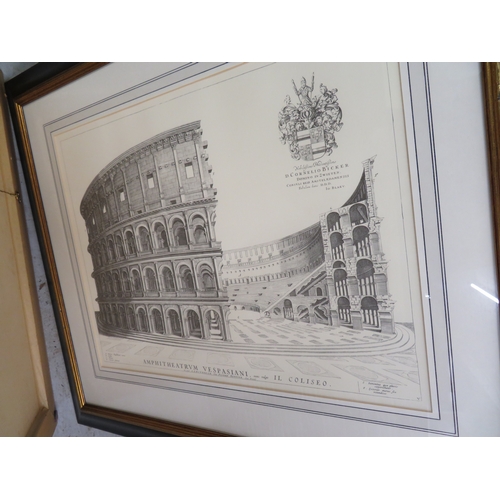 369 - Eight well framed prints relating to ancient Roman buildings